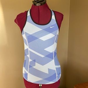 Nike Dri-Fit Blue and White Fitted Tank Top (Size XS)